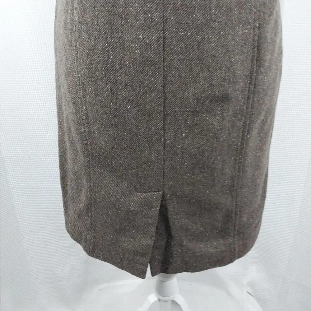 BANANA REPUBLIC! BROWN/CREAM MIXED WOOL+ DIAGONAL WEAVE PENCIL SKIRT! SZ 10